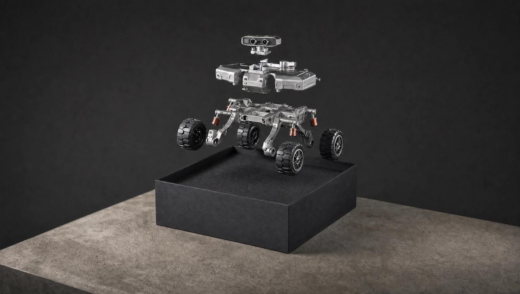Exploded study of the MODU rover components